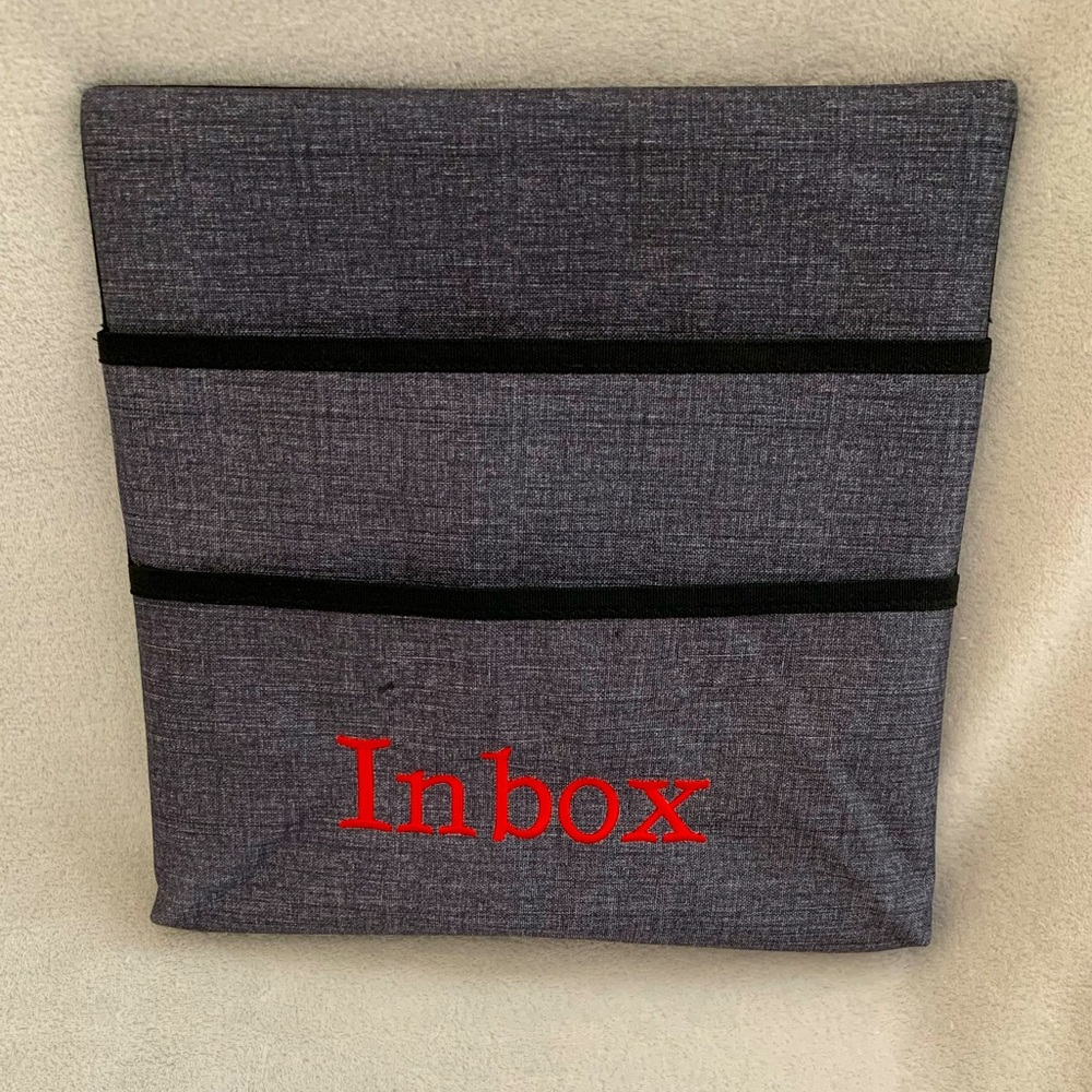 Wall Together Pocket Board, “INBOX” in Red thread